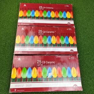Enchanted Forest 25 Count C9 Multicolor Ceramic Christmas Light 3 Boxes